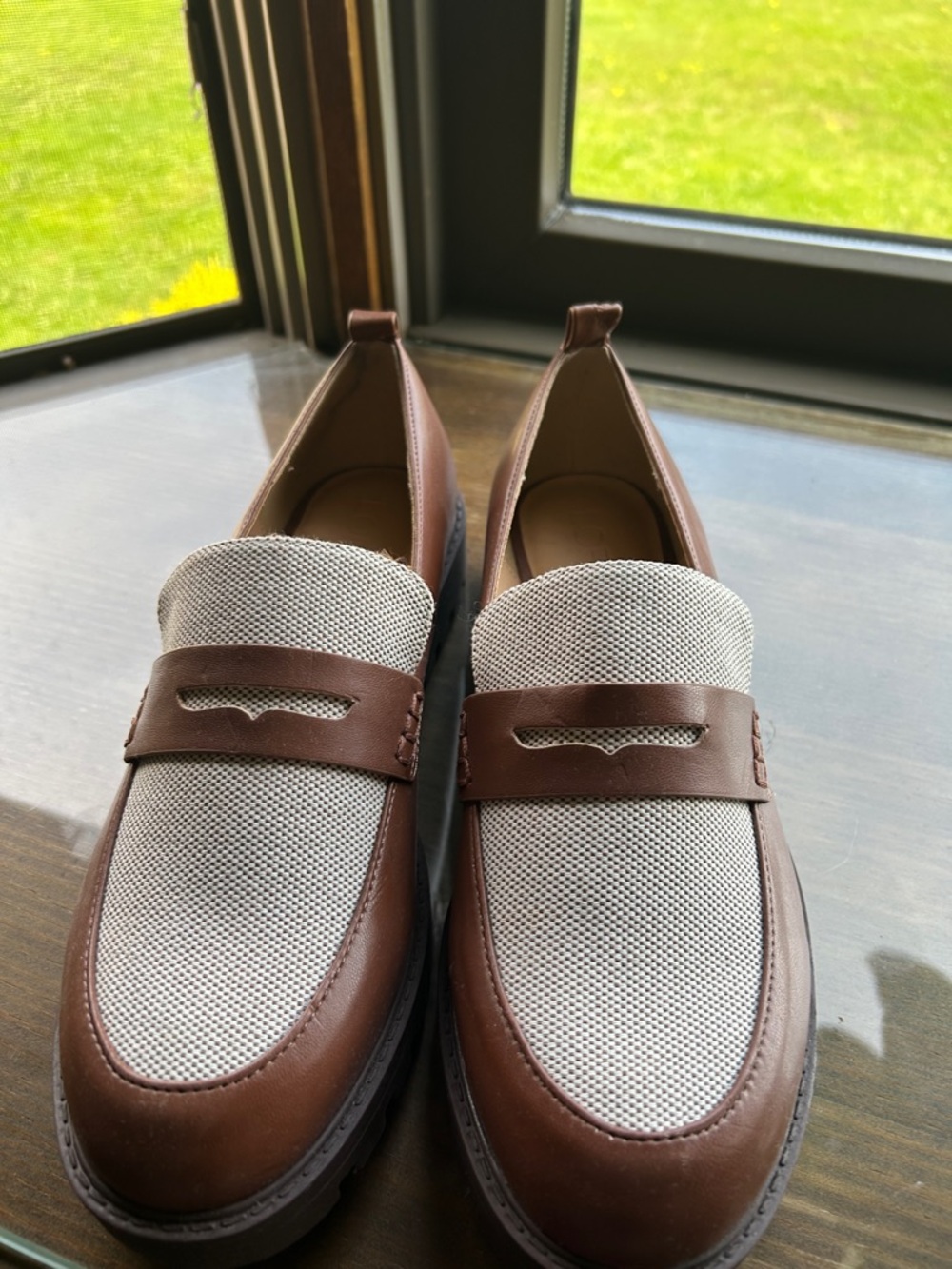 Loft Women’s Brown & White Two-Tone Leather Penny Loafers - Picture 3 of 7
